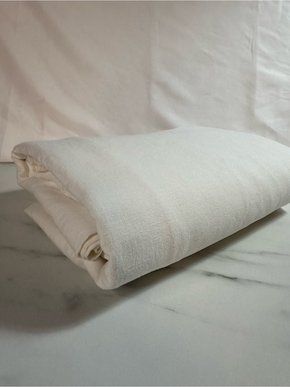 GlucksteinHome 55% Linen 45% Cotton Flat Sheet Queen Ivory Cream Bedding